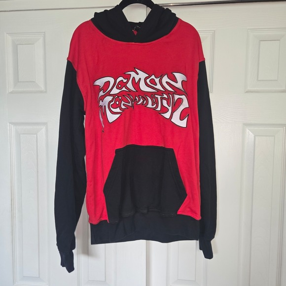 Demon Mentalityz Red/Black Hooded Sweatshirt Mens Large
